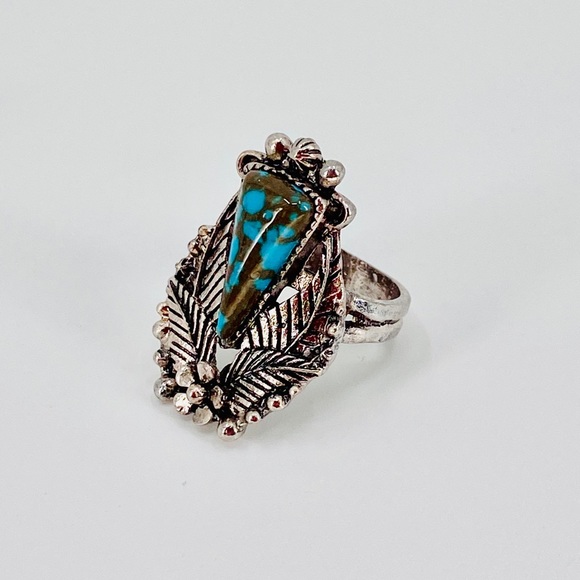 LAST CHANCE Silver Turquoise Boho Ring Sz7 JR02 - Picture 6 of 8